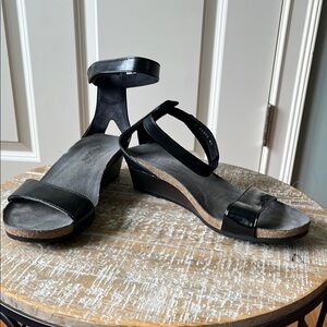 Elegant Black NAOT Wedge Sandals